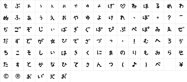 AprilFoolHR Regular  glyph index