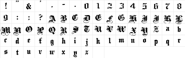 PlainBlackWide Normal  glyph index
