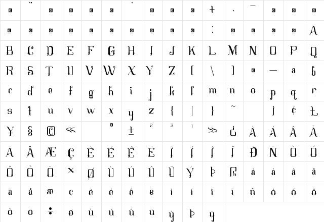 Mahaputra Regular  glyph index