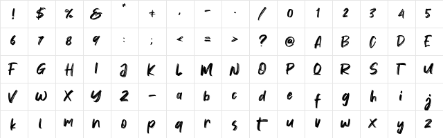 Vontens Regular  glyph index