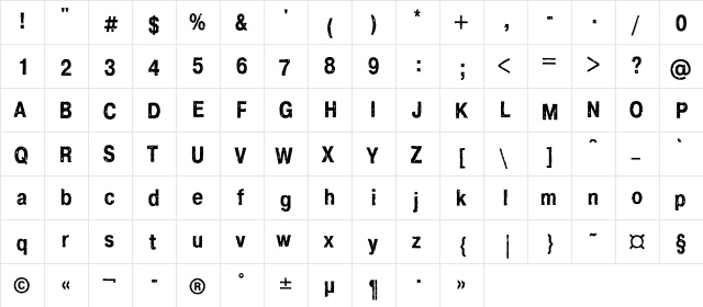CrashC Regular  glyph index
