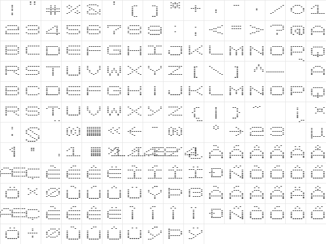 LomoWallDot LT Std 50 Regular  glyph index