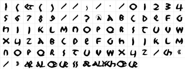 RootsKochThree Regular  glyph index