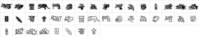 AztecDaySigns Regular  glyph index