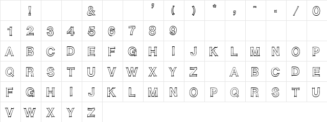 Fency Troop Regular  glyph index