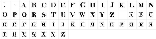 decadence itd condensed marquee Regular  glyph index