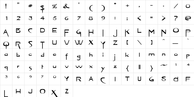 VireoFont Ex Regular  glyph index