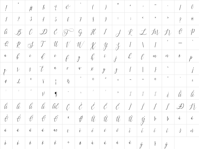 Letternisa Regular  glyph index