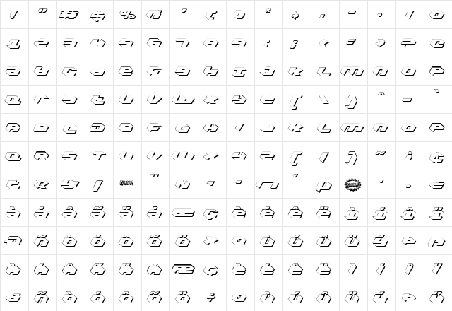 Kubrick Shadow Condensed Condensed  glyph index