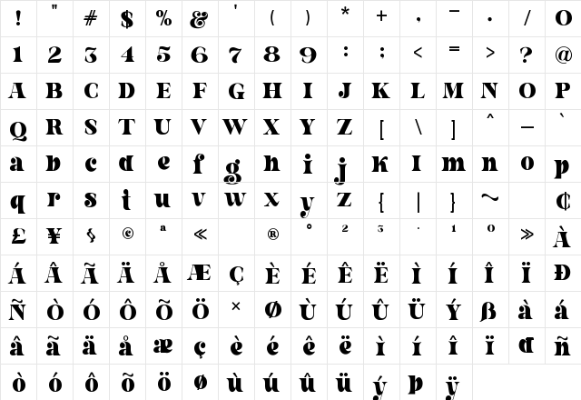 Letter Magic Regular  glyph index