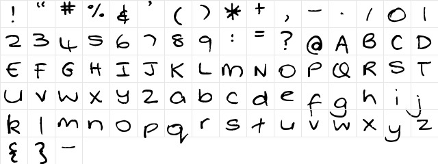 Pea Whinney Skinney Regular  glyph index