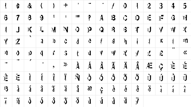 LinotypeTransis Regular  glyph index