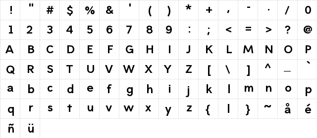 KingsHatHvSpCB Regular  glyph index