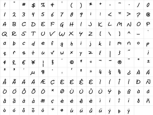 Gemelli Regular  glyph index