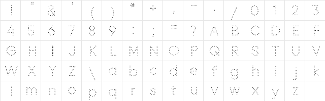 DotPreschool Regular  glyph index