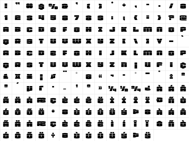 Team Galaxy Laser Regular  glyph index