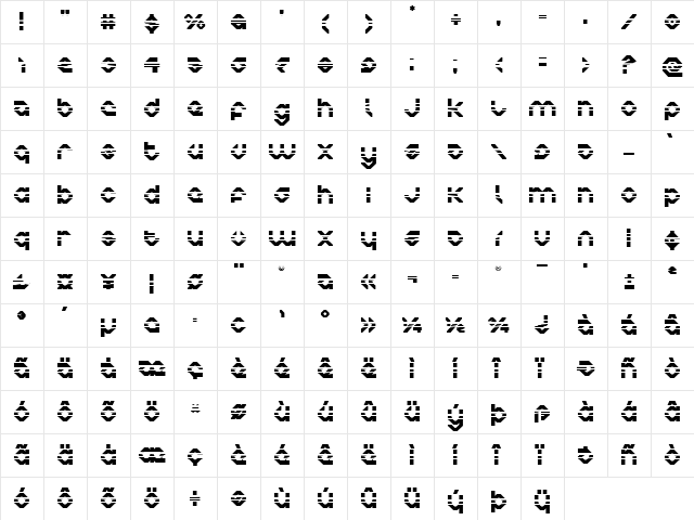 Charlie's Angles Halftone Regular  glyph index