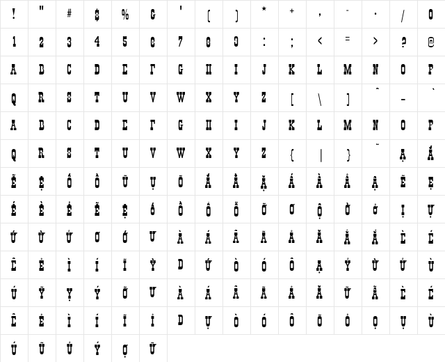 VI Town H normal  glyph index