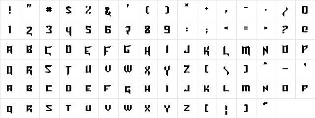 Turok Normal  glyph index