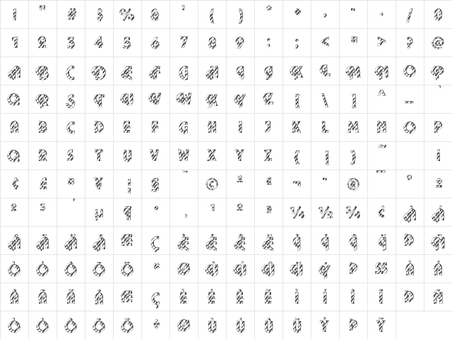 Plaza28 Becker Regular  glyph index