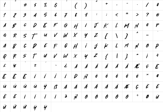 Hey November Regular  glyph index