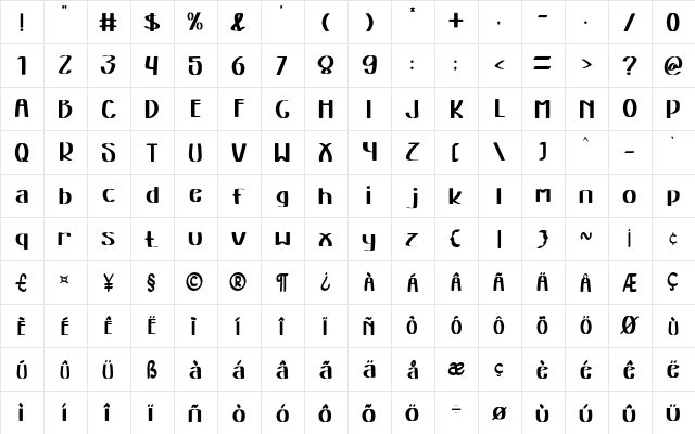 Tokyo Night Regular  glyph index