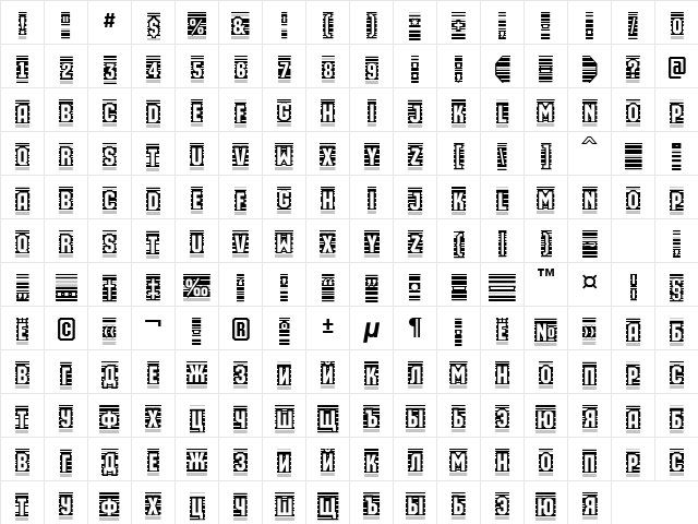 a_MachinaOrtoCmLn Normal  glyph index