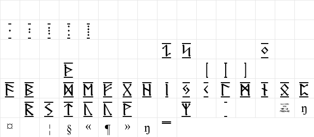 Germanic Runes-1 Regular  glyph index