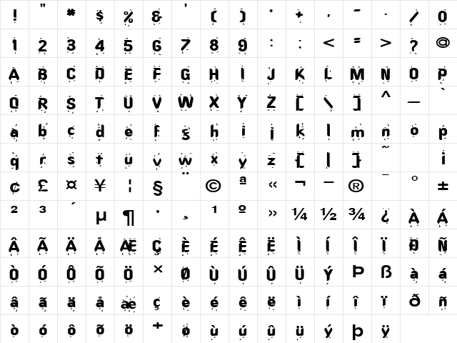 HotStuff-Extended Normal  glyph index