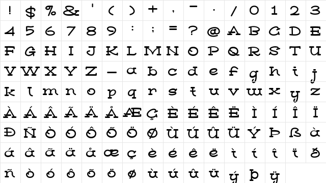 Vixen Deer Regular  glyph index