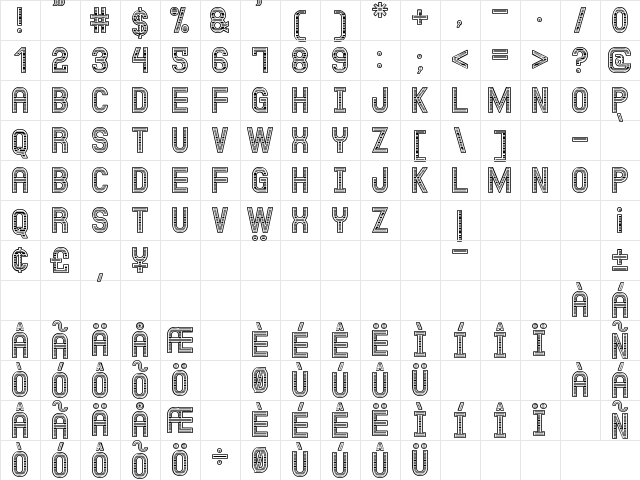 Jux Kadabra St Regular  glyph index