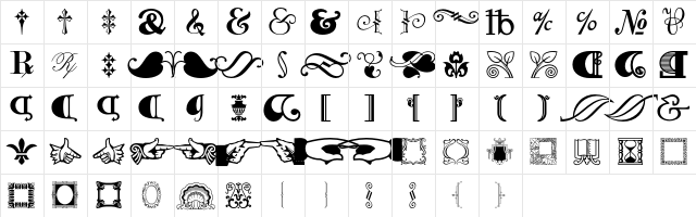 American Pi NF Regular  glyph index