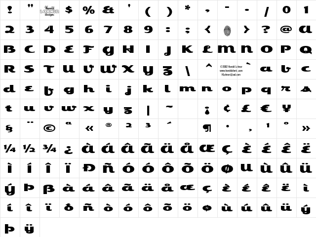 Esquivel Regular  glyph index