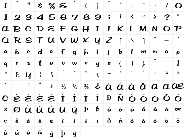 CityScapeNorm48 Regular  glyph index