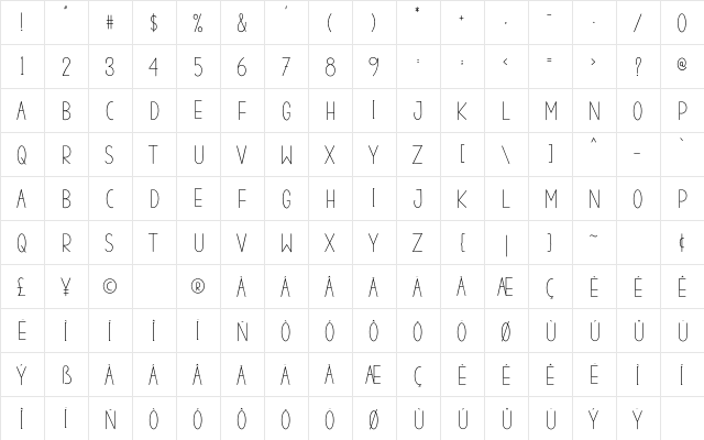 STAY HOME Regular  glyph index