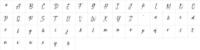 Blackhills Demo Regular  glyph index