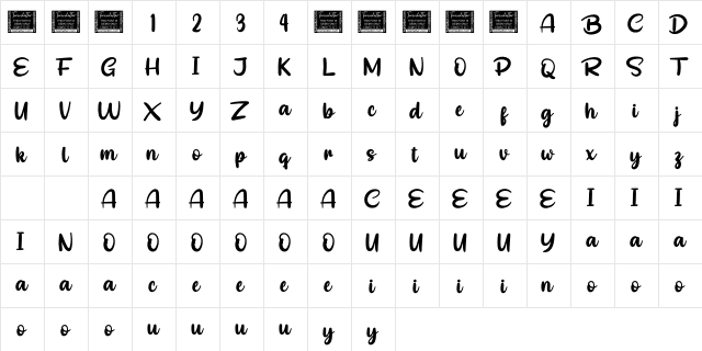High Beginning Personal Use  glyph index