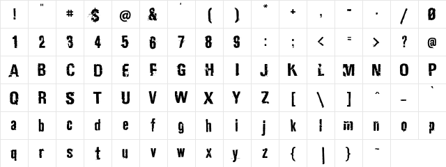 CFT masapunk Regular  glyph index