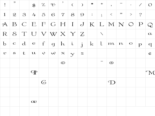 Garton Regular Ex Regular  glyph index