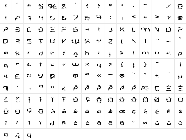 FZ WACKY 38 EX Normal  glyph index