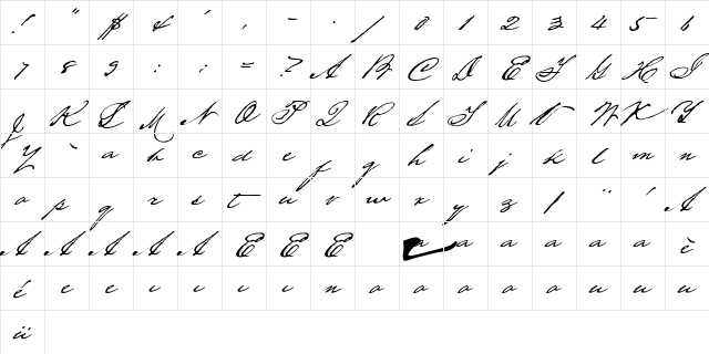 HoustonPen Regular  glyph index