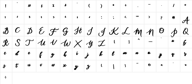 daylight Regular  glyph index