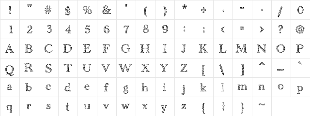 Jobless Regular  glyph index