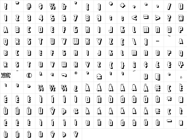 Great Lakes Shadow NF Regular  glyph index