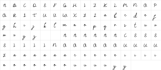 Telly Humble DEMO Regular  glyph index