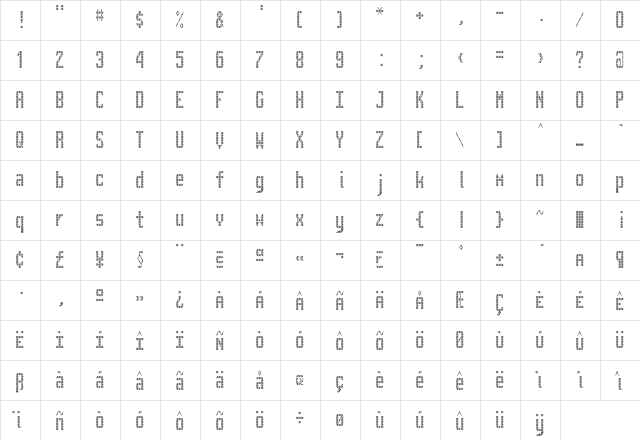 Gateway B1  glyph index