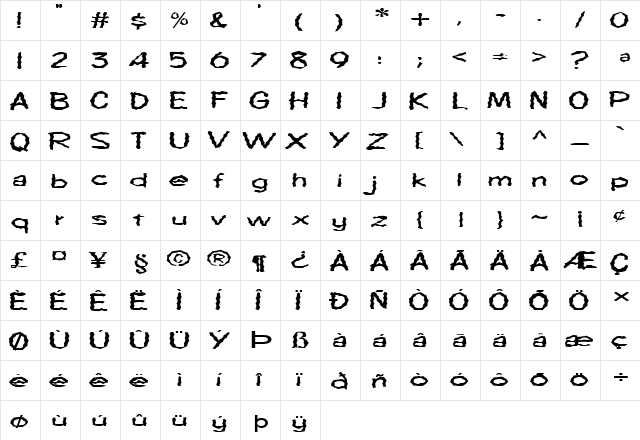 FZ WACKY 64 EX Normal  glyph index