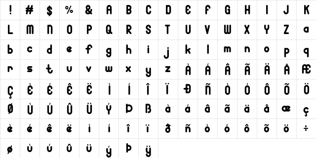 Yolissa Demo Regular  glyph index