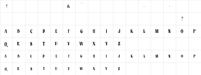 LHF Esoteric Old | Condensed Regula  glyph index