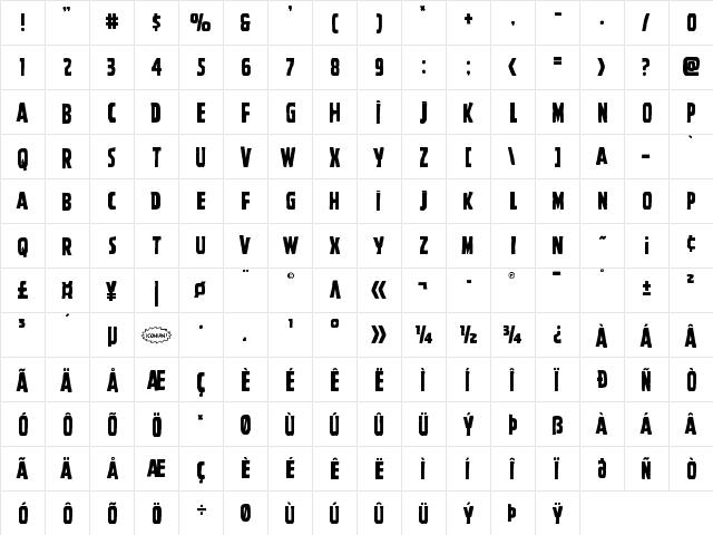 Ghoulish Intent Caps Shift Regular  glyph index